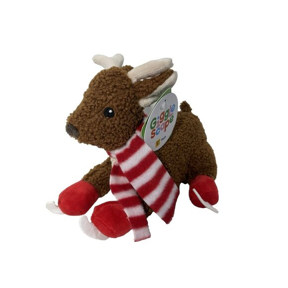 Gigglescape 7" Soft Plush Christmas Reindeer With Scarf & Ice Skates Brown - Picture 6 of 13